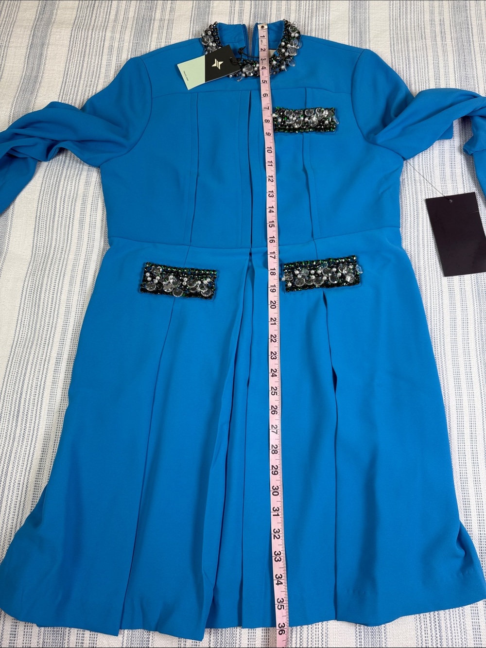 Tuckernuck Blue Crystal Embellished Pleated Dress NWT Medium - Picture 8 of 14